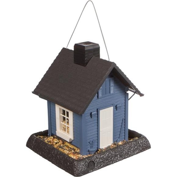 Village Collection Blue Cottage Birdfeeder: Easy Fill and Clean. Squirrel Proof - Picture 1 of 7